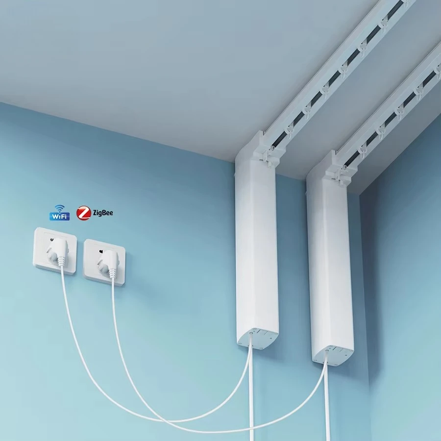 Smart WiFi Curtain Motor Aluminum Motorised Curtain System Rail Automatic Electric Curtains Track Telescopic Track Scalabl