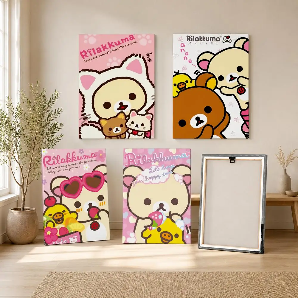 Cute Cartoon R-Rilakkuma Framed Wall Painting Framed Canvas Wall Art Print | Modern Poster | Home Hallway Decor