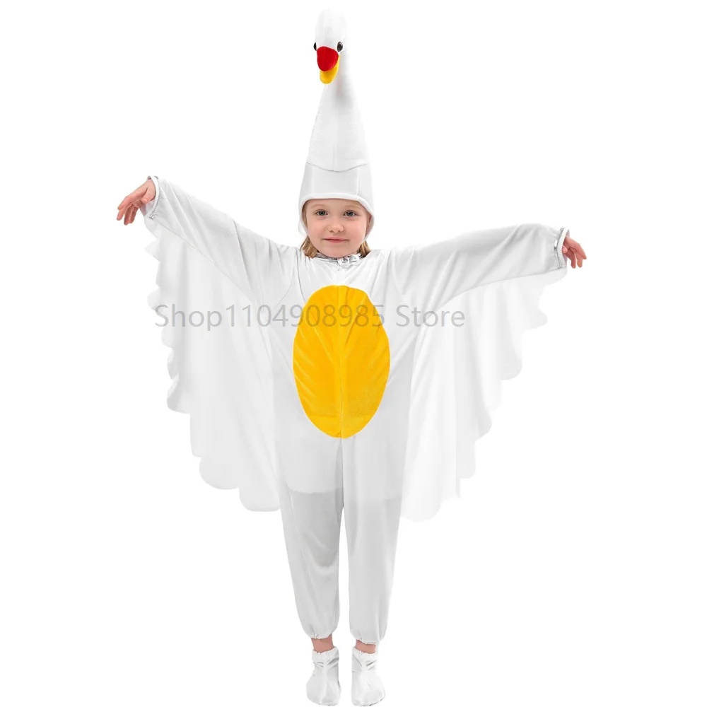 

Unisex Girls Elegant Swan Dress Up Animal Theme Book Week Outfit Children Boy White Bird Performance Costume