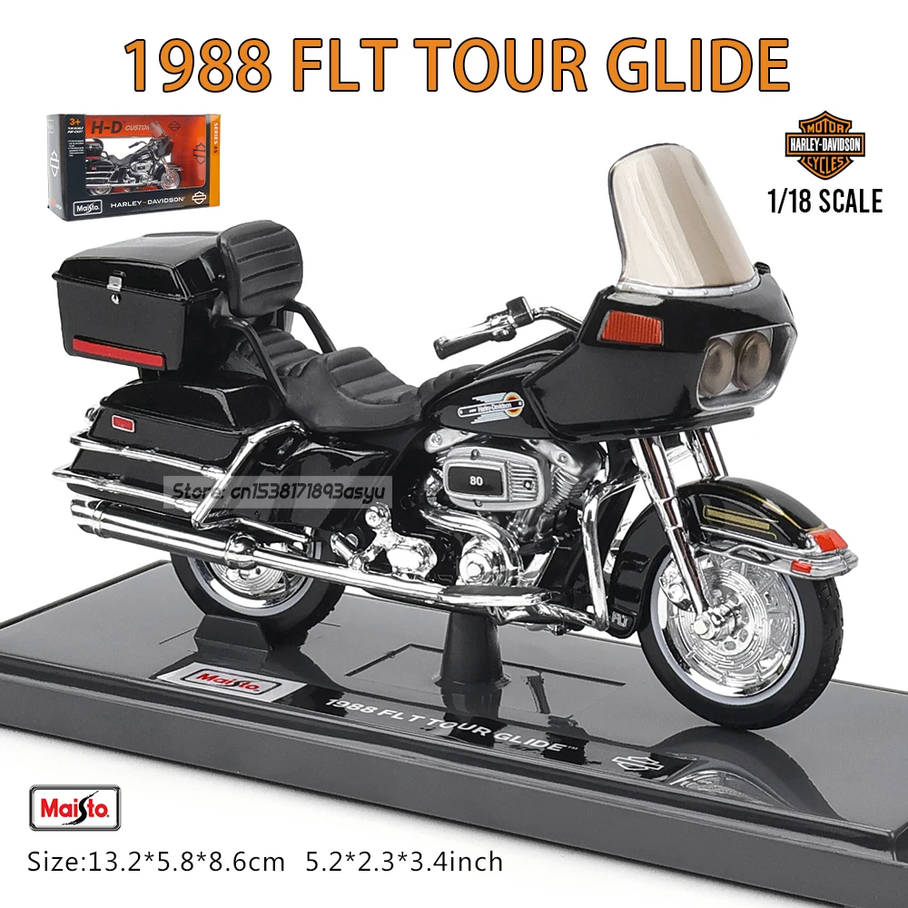 

Maisto 1:18 Harley-Davidson мотоцикл 1988, FLT Tour Glide, классическая модель мотоцикла из сплава, коллекция игрушечных автомобилей