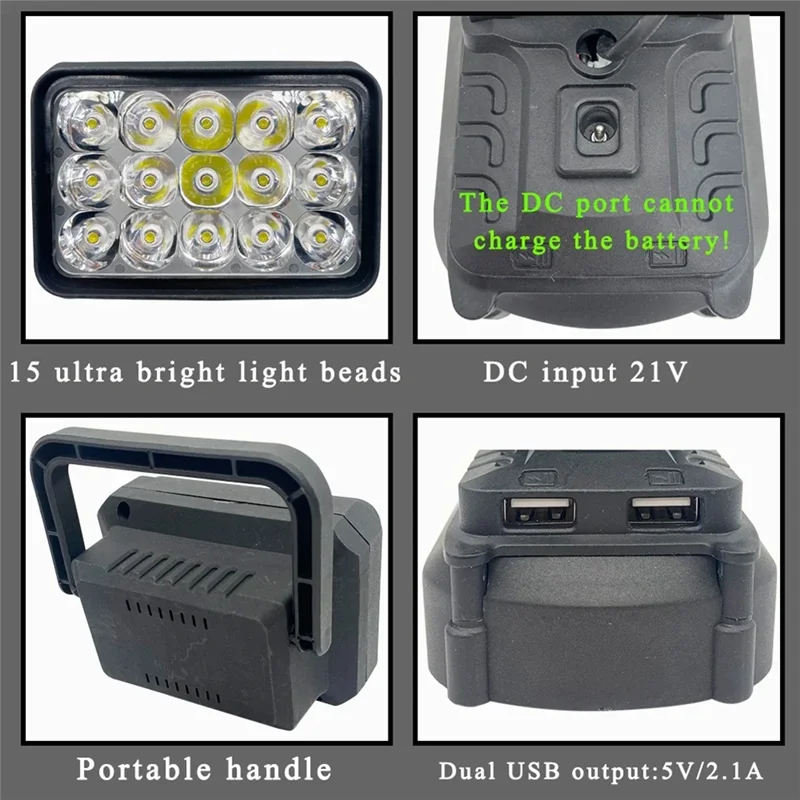 ABFY-15 Beads LED Working Light For  14.4V 18V Li- Battery Camp Emergency Light