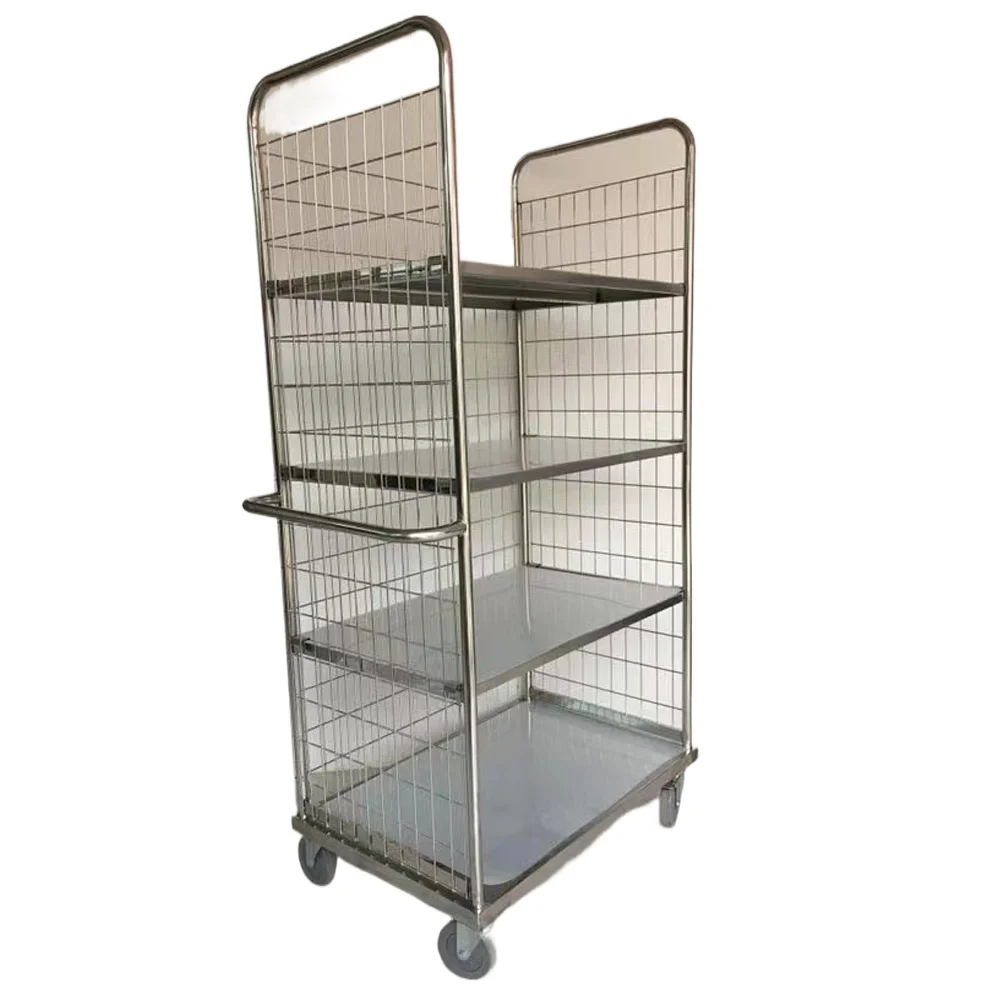 Custom folding logistics Cargo storage Metal mobile warehouse Cage trolley Stainless steel 304