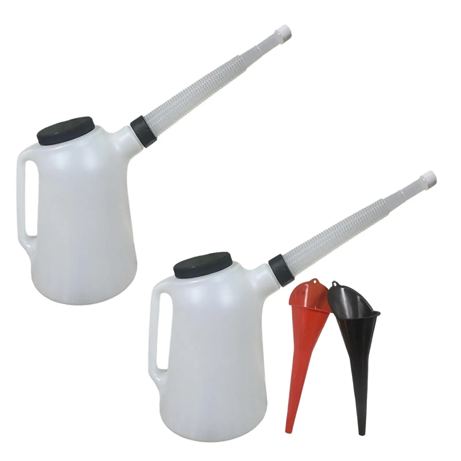 5L Oil Measuring Jug Oil Pot Automotive Oil Dispenser 2 Funnel, leakproof, cap Oil Measuring Container for Fluid petrol gasoline