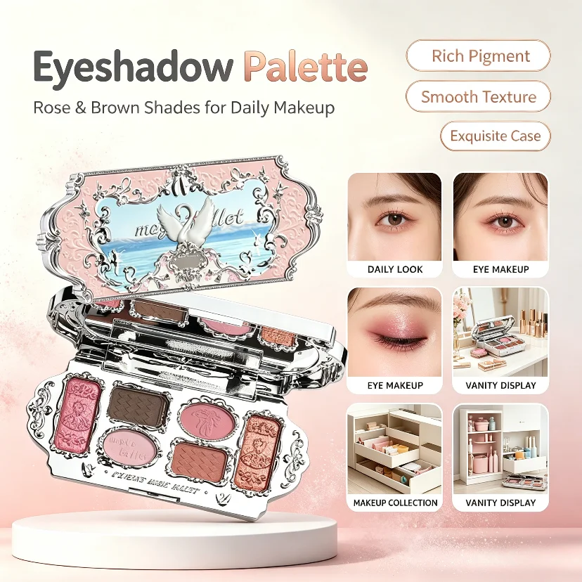 Capel Six Color Swan Eyeshadow Multi-Purpose Portable Facial Repair Blusher Highlight One Plate for Makeup