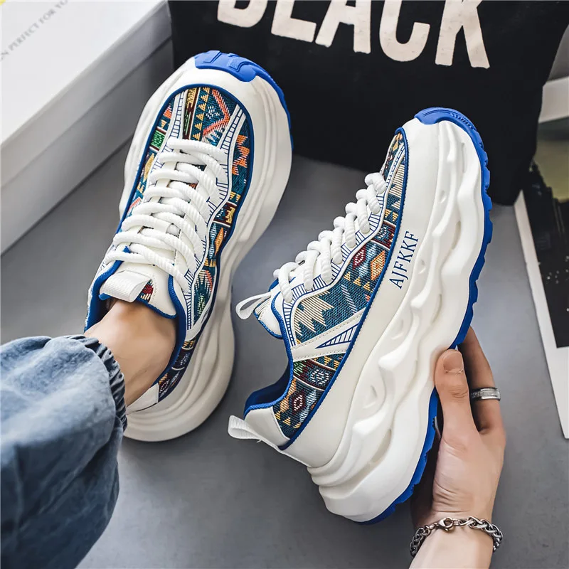 2024 Spring and Autumn Fashion Versatile Thick soled Casual Shoes Classic Men\'s Color blocked Lace up Running Sneakers men shoes