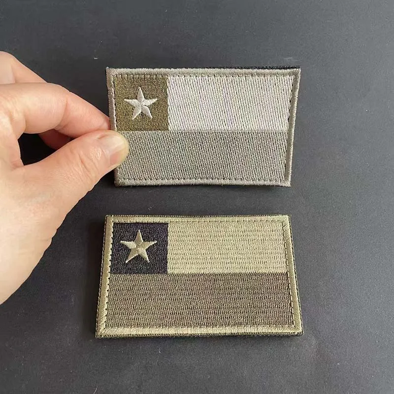 1 Stück, 2 Stück/Chile-Flagge Moral-Emblem Stoff-Applikation Bestickter Aufnäher, IR-Reflektierende Abzeichen Militärischer Taktischer Aufkleber für Rucksack – Detail 2