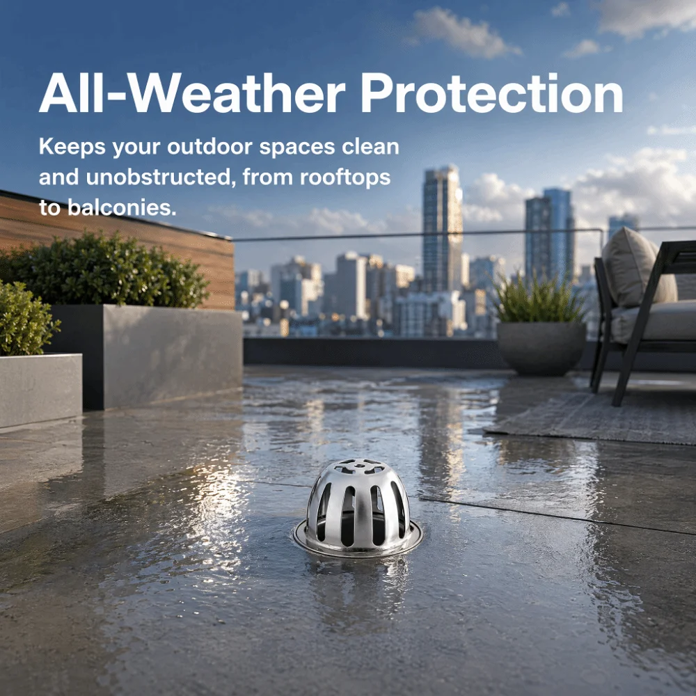 304 Stainless Steel Floor Drain Cover Round Shape Dome Design Gutter Guard Filter Anti-Blocking Downspout Strainer Patio