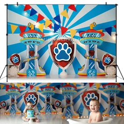 Paw Birthday Backdrops Kids Baby Photography Decors Child Adult Photocall Props Cake Smash Background