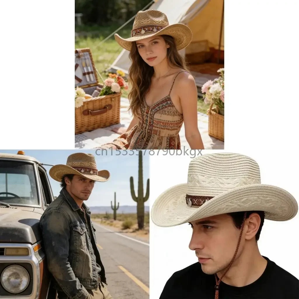 

Handwoven Sun Hat Breathable Paper Fiber Wide Brims Straw Hat For Beach Vacation Gardening Fashion Head Accessories J78E