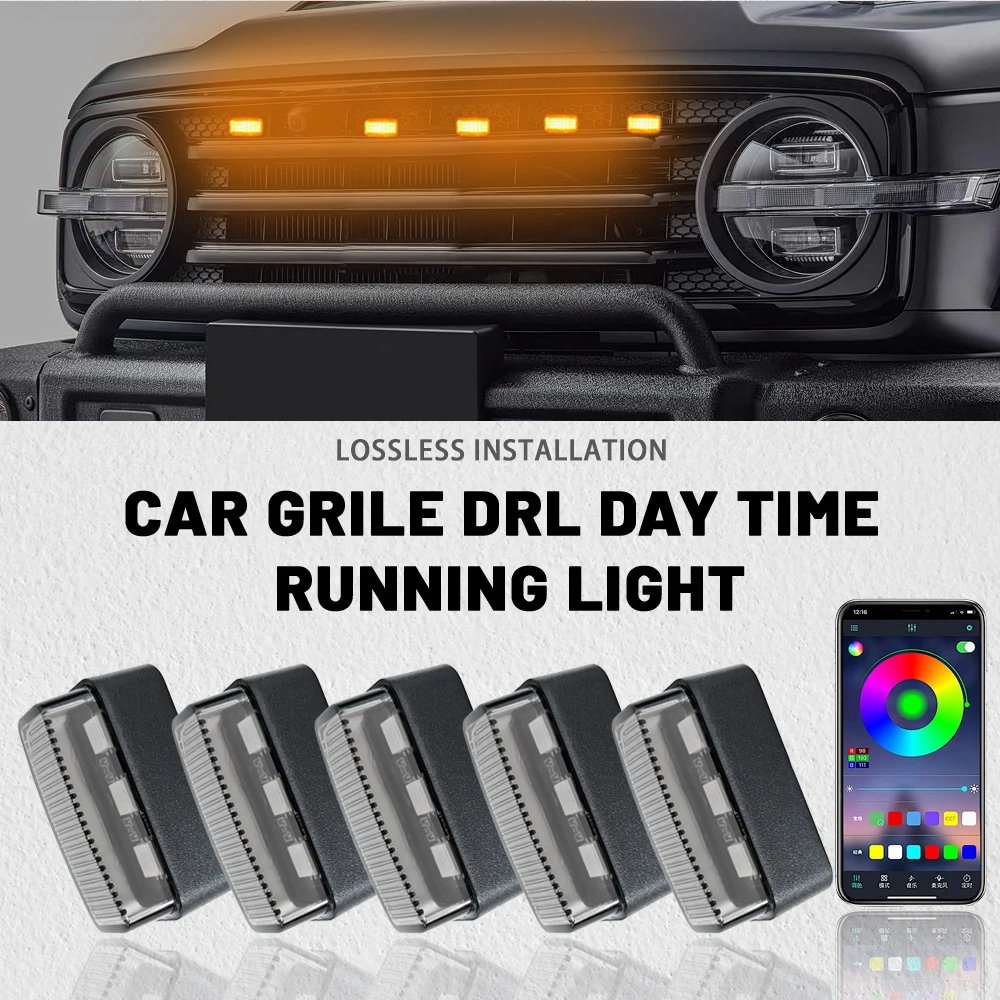 

3 LED beads pasted color model General Motors grille small yellow light off-road vehicle pickup grille light warning light 12V