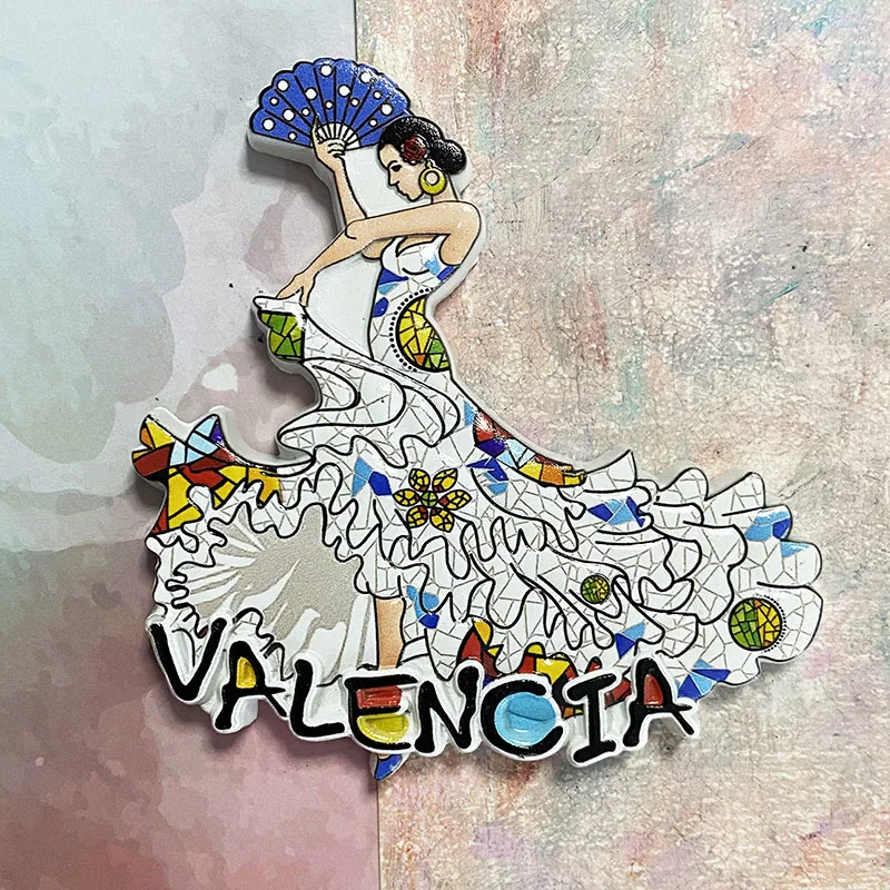 Recuerdos turísticos españoles del Valencia, bailarines de Flamenco, imanes de nevera estéreo 3D, artículos de decoración del hogar, colección de artesanías