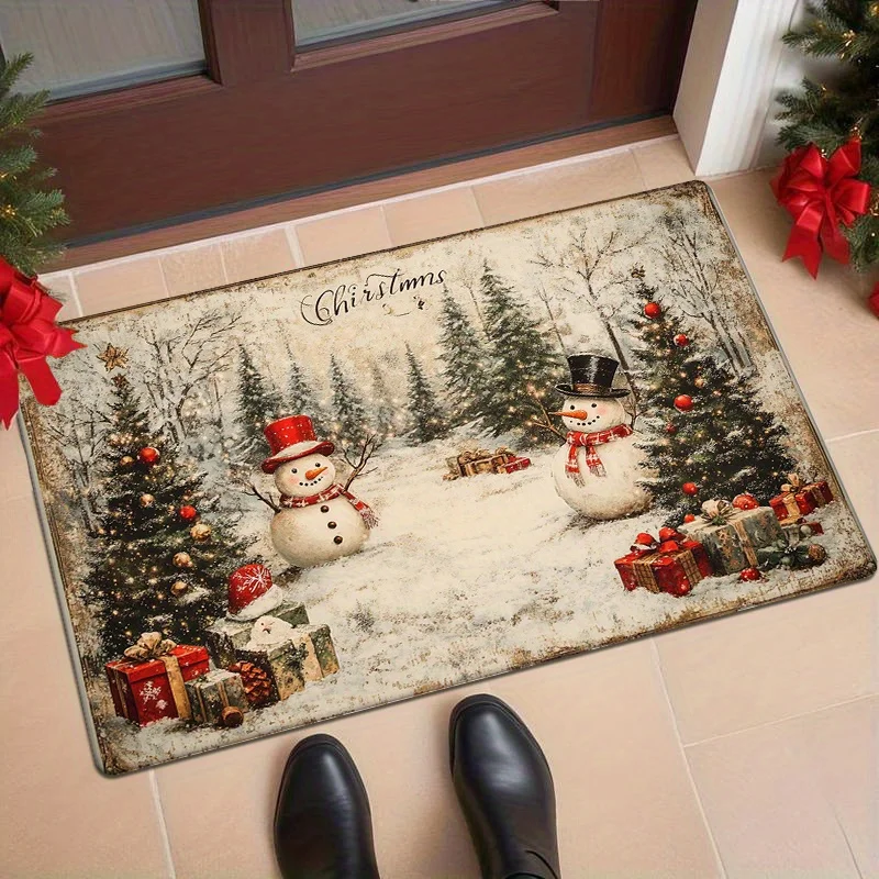 

VIKAMA Christmas Carpet Welcome Mat Winter Floor Mat Rug For Bedroom Carpet For Live Room Indoor Carpet