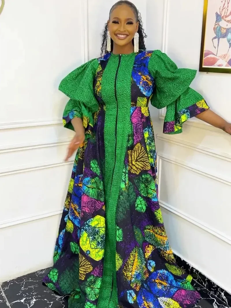 

African Dresses for Women Elegant 2024 Muslim Summer Fashion Kaftan Abayas Boubou Robe Dashiki Ankara Print Outfit Evening Gown