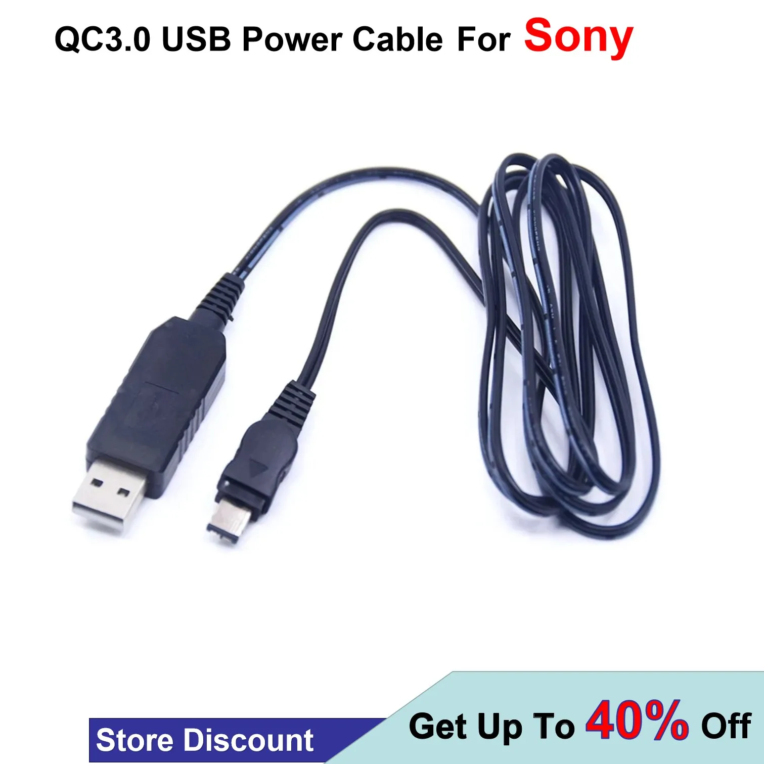 QC3.0 USB Power Cable AC-L10 AC-L100 AC-L15 For Sony DCR-TRV MVC-FD DSC-S30 DSC-F707 DSC-F717 DSC-F828 CCD-TRV328 DCR-TRV230