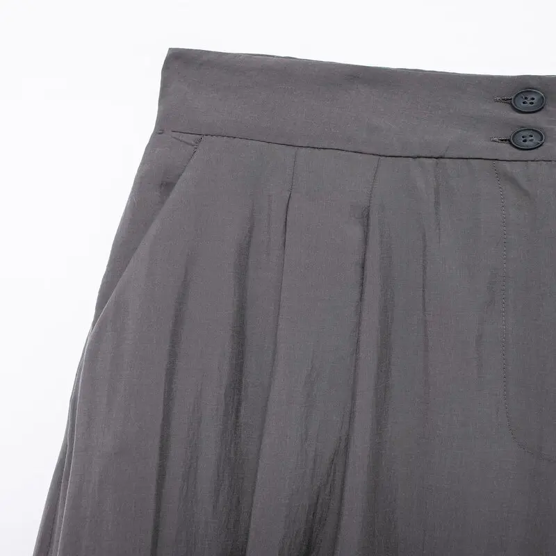 Vrouwen Veelzijdige Mid-Taille Wijde Pijpen Geplooide Broek Zomer Nieuwe Sle 2024 Ele Pendelen Dunne Model Lange Broek