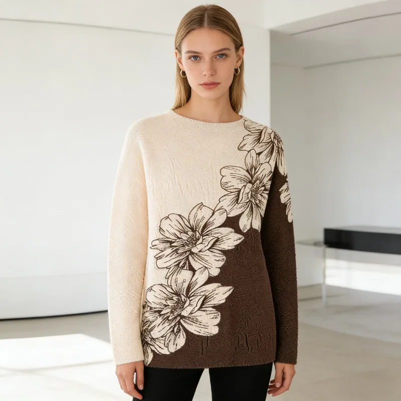 

Miyake Women T-shirt Printed Pleated Blouse 2026 Spring New Temperament Commuting Versatile Long-sleeved Bottoming Shirt Women's