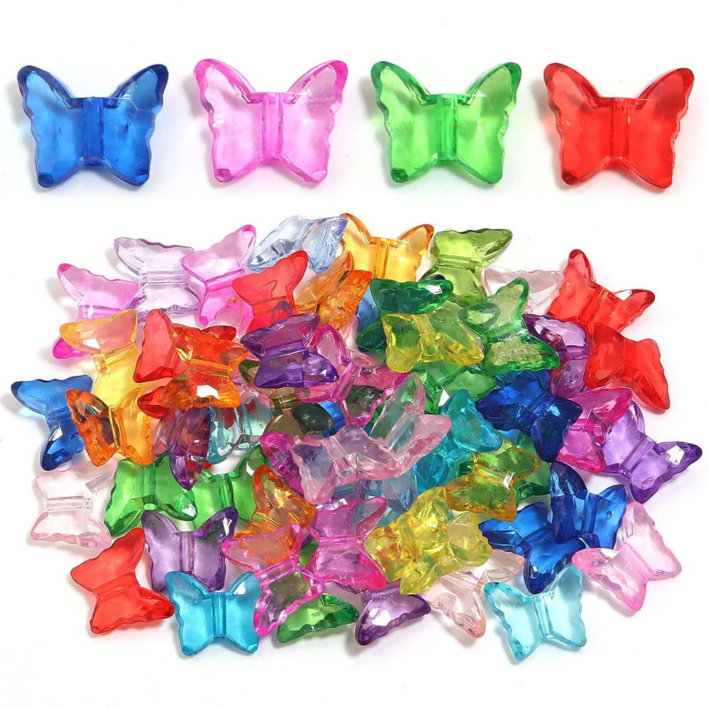 

100Pcs/lot Acrylic Butterfly Charm Beads Colorful Loose Spacer Beads for Jewelry Making DIY Bracelet Necklace Supplies Accessor