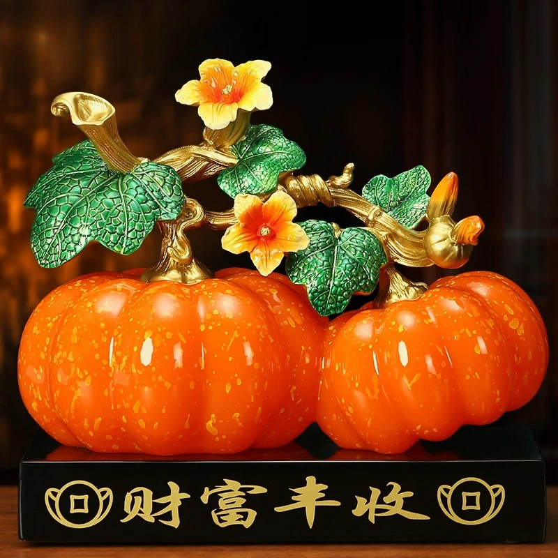 Everything goes well, persimmon pumpkin ornaments attract wealth, living room entrance wine cabinet decorations