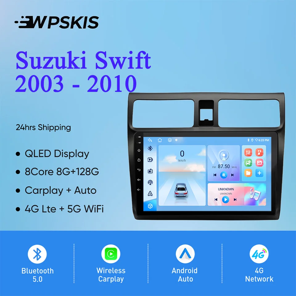Android 14 8GB For Suzuki Swift 2003 - 2010 Car GPS Navi Radio Video Audio Head Unit PC Tablet Tape Recorder 4G Lte WiFi CarPlay
