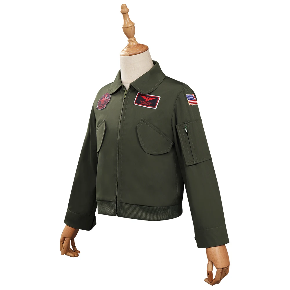 Kids Children Top Cos Gun Maverick Cosplay Costume Bomber Jacket Outfits Halloween Carnival Suit