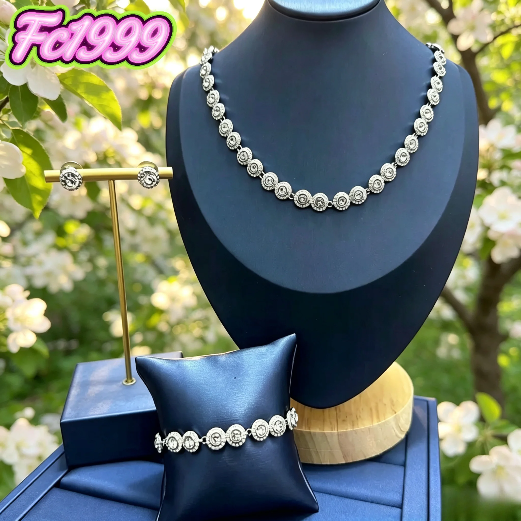 2026 Hot selling Unique Round Crystal Bracelet Earrings Necklace Ring Charming for Women High Jewelry Set Wedding Gift