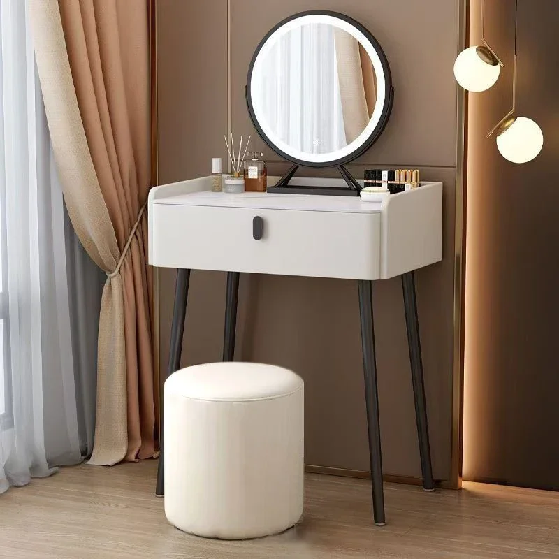 Dressing Table Corner Small Bedroom with LED Light Makeup Table and Cosmetics Perfect for Girls Flower Organizer Home Furniture