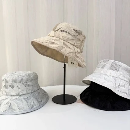 

Women's Wide-brimmed Sun Hat for Spring and Summer; Face-slimming Sun Hat; Fisherman's Hat; Lace-embroidered Hat