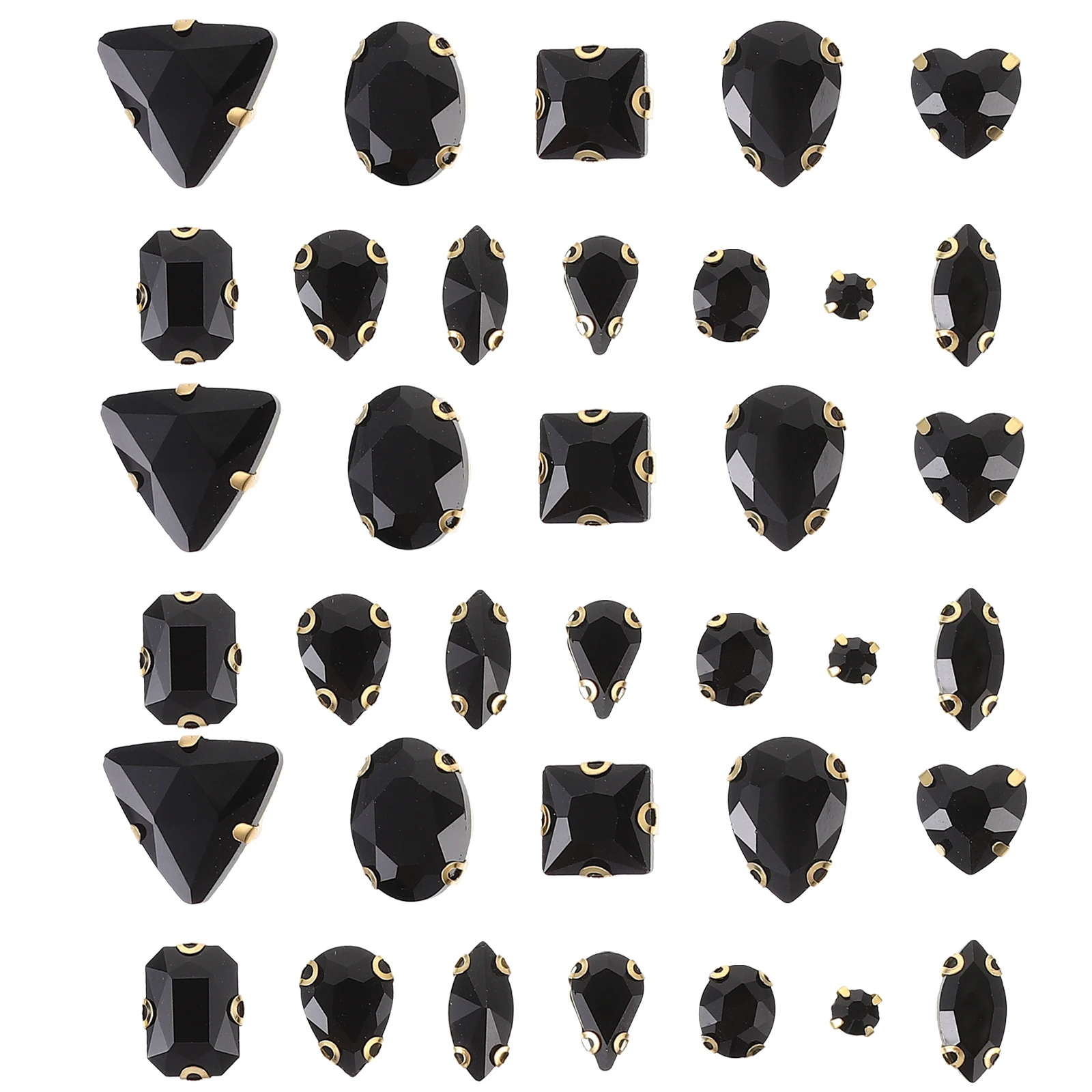 

130 Pcs Glass Claw Drill Mixed Shapes Rhinestones Sew Clothes Material Crafts Decorative Sewing Crystal Accessories