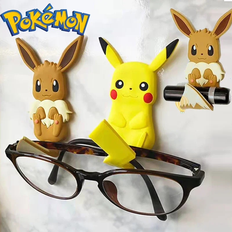 Pokémon Anime Figurines Pikachu Cartoon Hook Eevee Wall Hanging Storage Holder for Mijia Bathroom Kitchen Door Clothes Towels