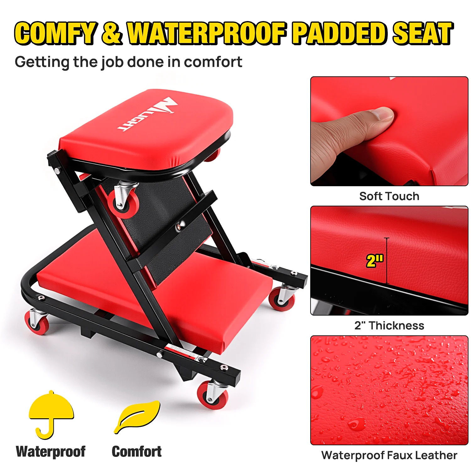 

Nilight 40" Z Creeper - 2-In-1 Folding Rolling Mechanic Seat, 40 Inches Adjustable Lay-Down Or Sit Garage Chair, 330Lbs Capacity