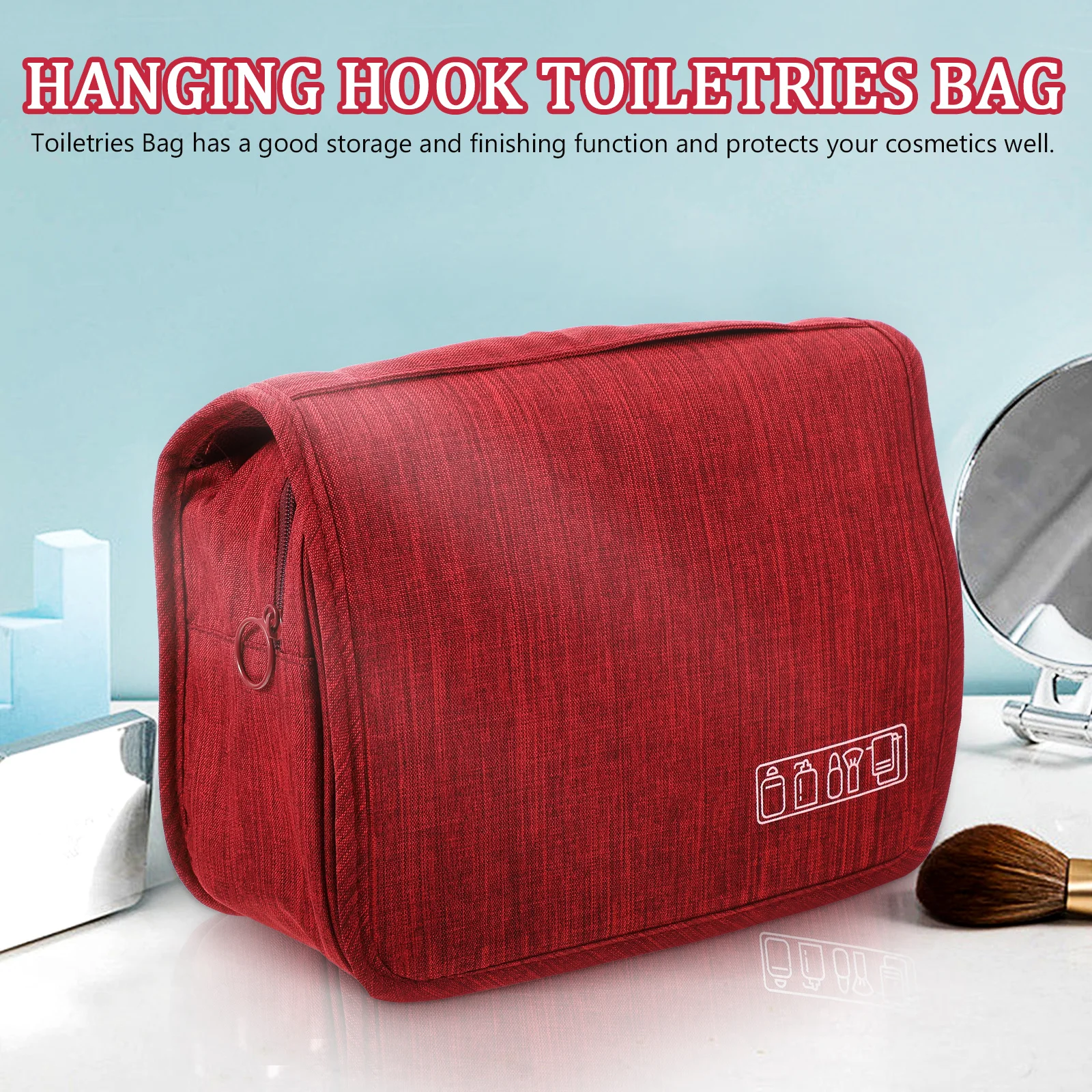 Duża, składana kosmetyczka podróżna do zawieszenia na akcesoria toaletowe, organizer na kosmetyki i artykuły higieny osobistej, przenośny pojemnik na kosmetyki.