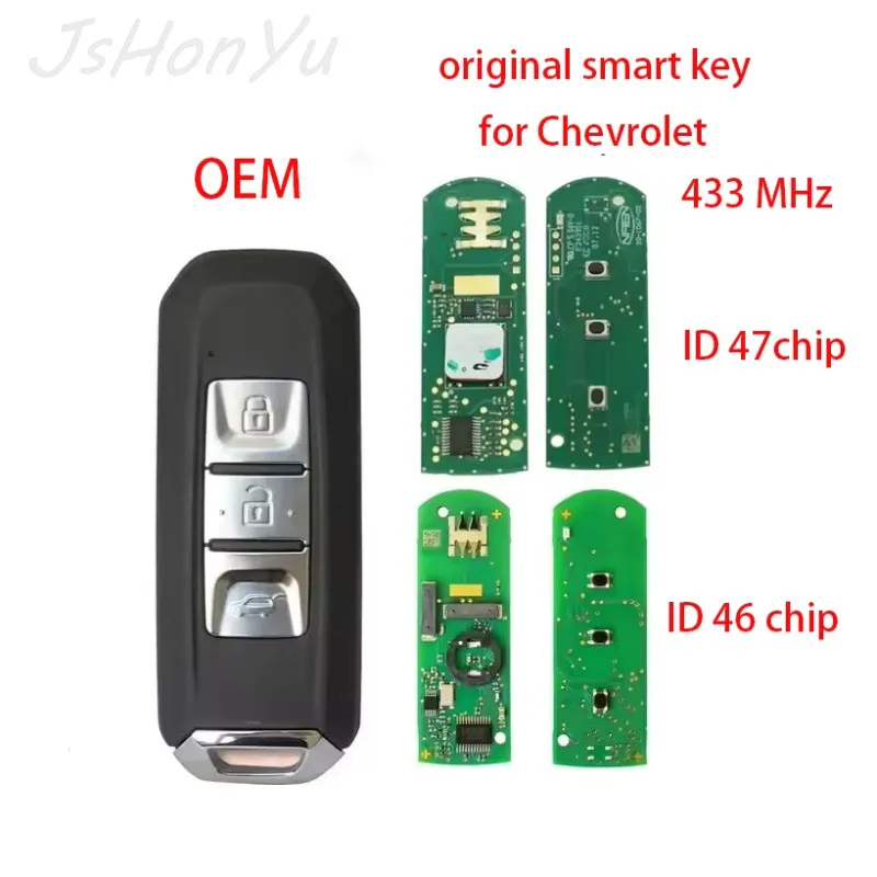 

JsHonYu 433MHz ID46 ID47 Chip Smart Remote Key for Chevrolet Captiva Turbo 2021-2023 Groove Blazer Enjoy Optra Hector Fob
