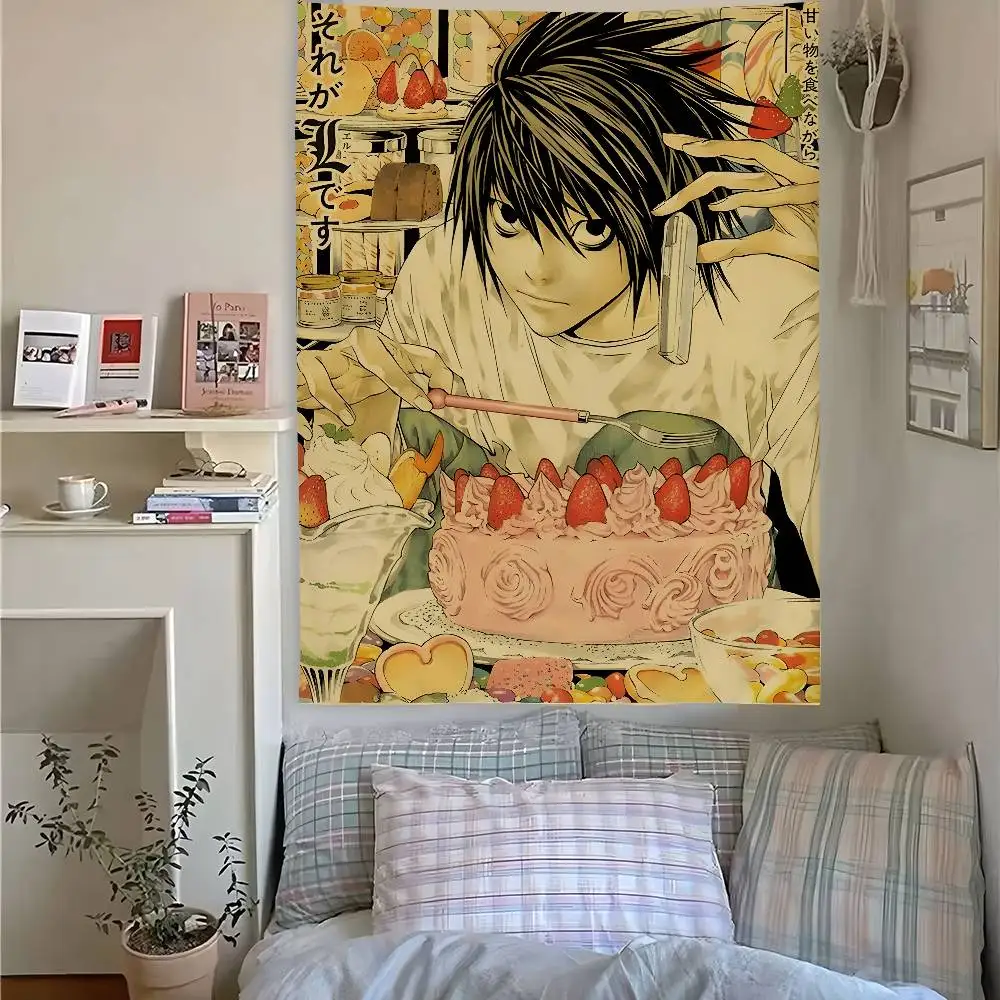 

D-DeathS N-Note Anime Retro Tapestry Bedroom Living Home Decor Bar Outdoor Festival Wall Hanging Decoration Background Banner