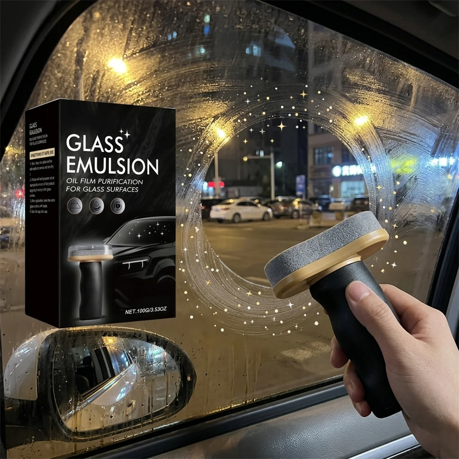 Professional Car Glass Cleaner Oil Film Smoothing Brush Windshield Maintenance Auto Glass Polish Clear Visibility 100g