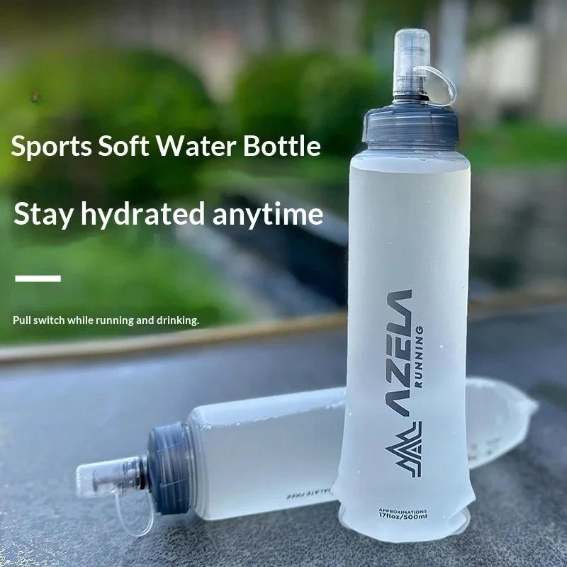 Faltbare Silikon-Wasserflasche, Weiche Wasserflasche, Auslaufsichere Zusammenklappbare Trinkflasche für Camping, Wandern, Reisen, Outdoor-Sport