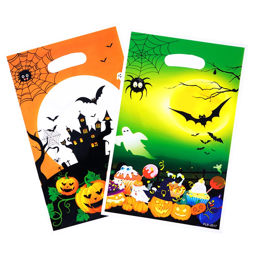 10/20pcs Halloween Gift Bag Ghost Pumkin Bat Spider Cookies Candy Bags Gift Packaging Bags Halloween Party Decoration Christmas