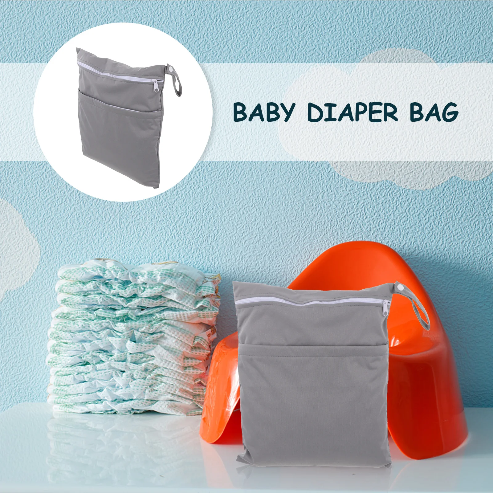 2 قطعة حقيبة تخزين الحفاضات حفاضات الطفل الحقيبة مقاوم للماء المحمولة للحفاضات الرطبة الجافة المنظم السفر الشاطئ السباحة #5