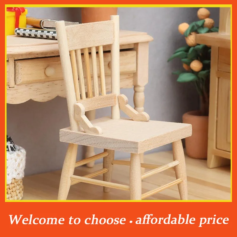 Mini chaise en bois de simulation 1/12 pour maison de poupée, accessoires de décoration de meubles, micro-scène, accessoires photo