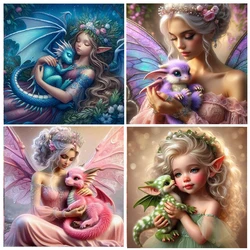New Diamond Painting Kits Cross Stitch Girl and Dragon 5D DIY Diamond Mosaic Embroidery Elf Pictures Home Decor