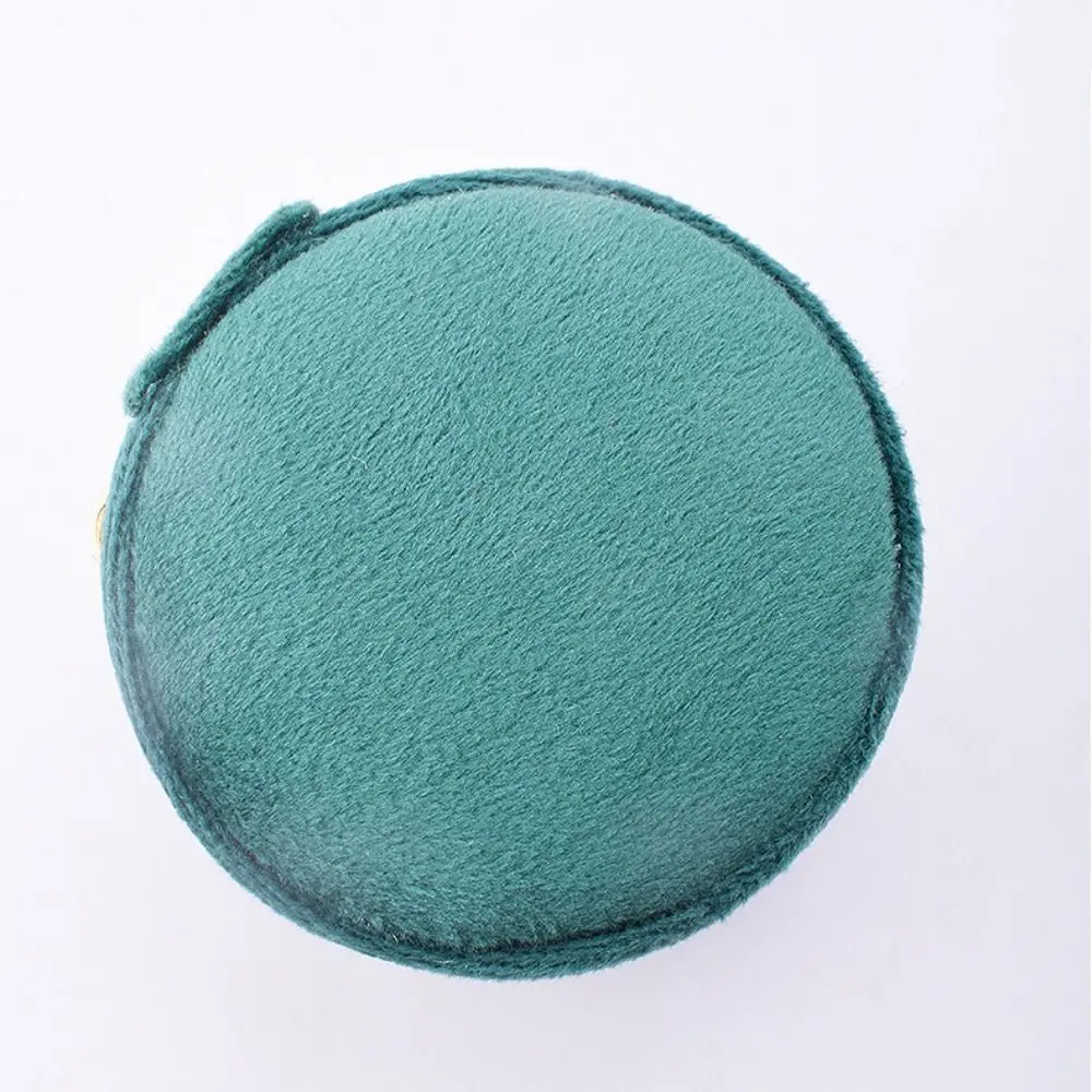 Novo Anel redondo caixa com zíper mini caso de armazenamento brincos de veludo organizador viagem