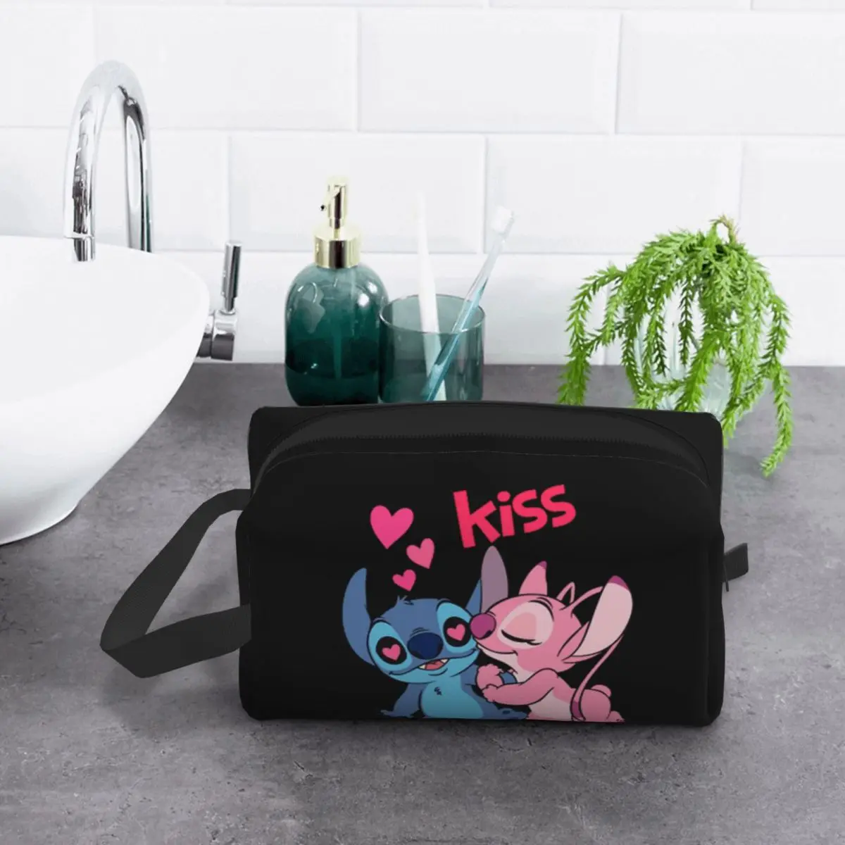 Custom Travel Stitch Lion Cute Toiletry Bag Fashion Disney Movie Cosmetic Makeup Organizer Women Beauty Storage Dopp Kit Case