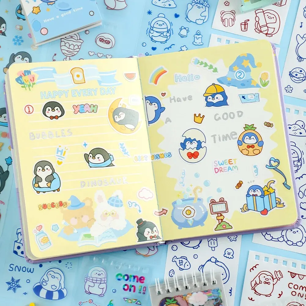 50 Sheets Cute Cartoon Animal Stickers Set PET Waterproof Scrapbooking Stickers For DIY Art Crafts Journaling Notebooks Planners