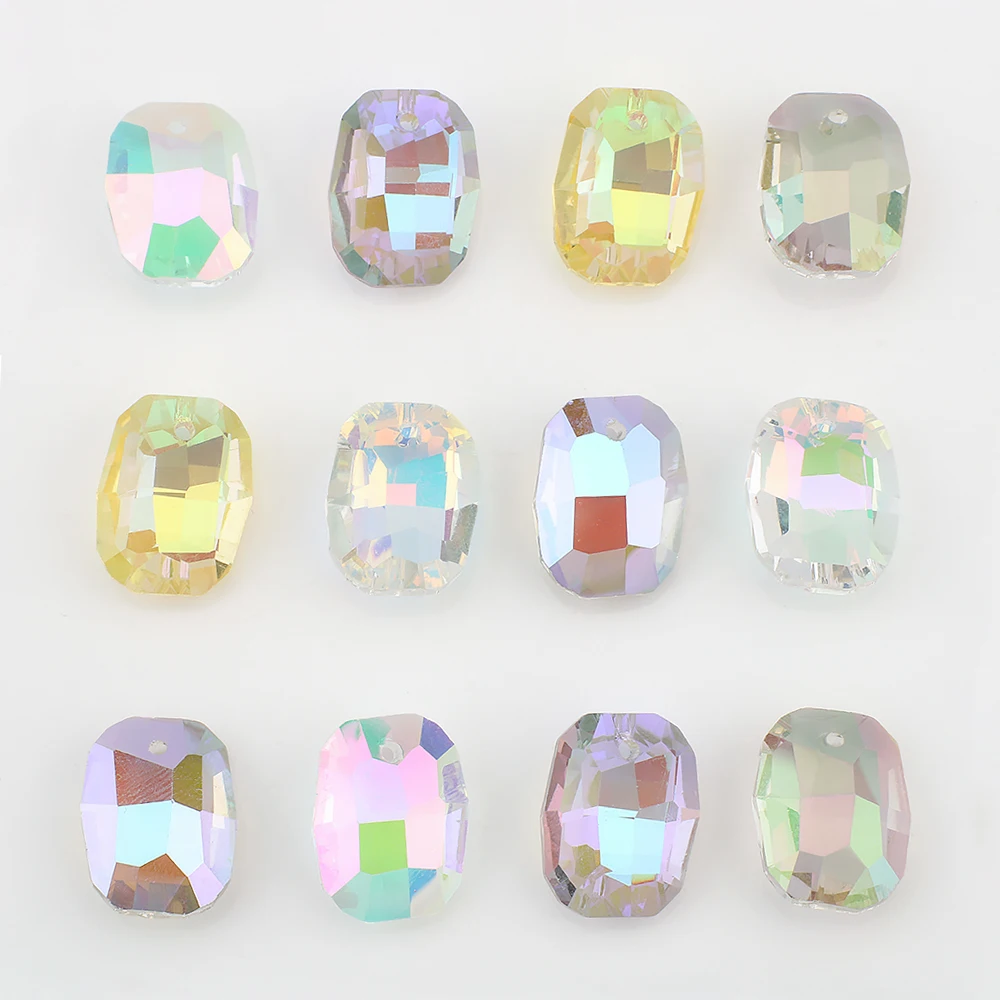 10 Stück 14 x 20 mm Kristallglas Rechteck lose Perlen geometrische Anhänger für Schmuckherstellung Ohrringe Charms Schmuck Strass Edelstein
