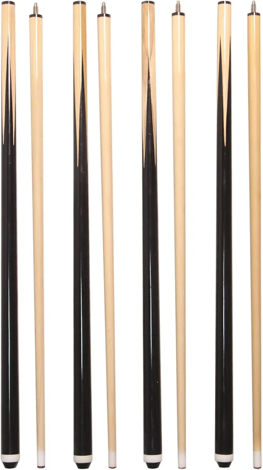 

58 Inch Wooden Billiard Cue Set, 2-Piece Hardwood Pool Sticks for American Game Practice in House or Bar