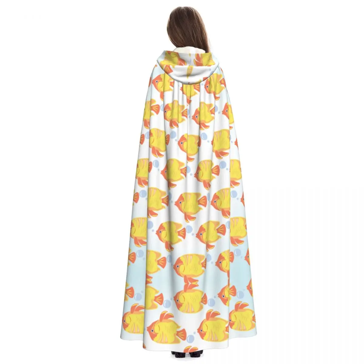 Fishes Hooded Cloak Polyester Unisex Witch Cape Costume Accessory image 3