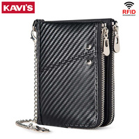 KAVIS Women's Genuine Leather Wallet RFID Blocking Short Coin Purse & Card Holder Fashion Men Money Bag Portomonee