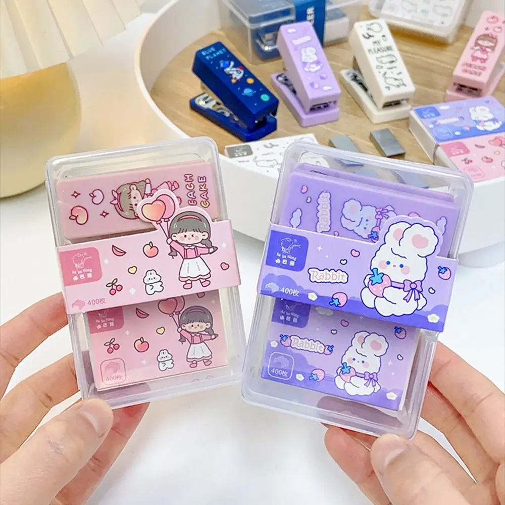 Mini Stapler Set with Staples Cute Cartoon Paper Binder Stationery Office Binding Tools School Supplies