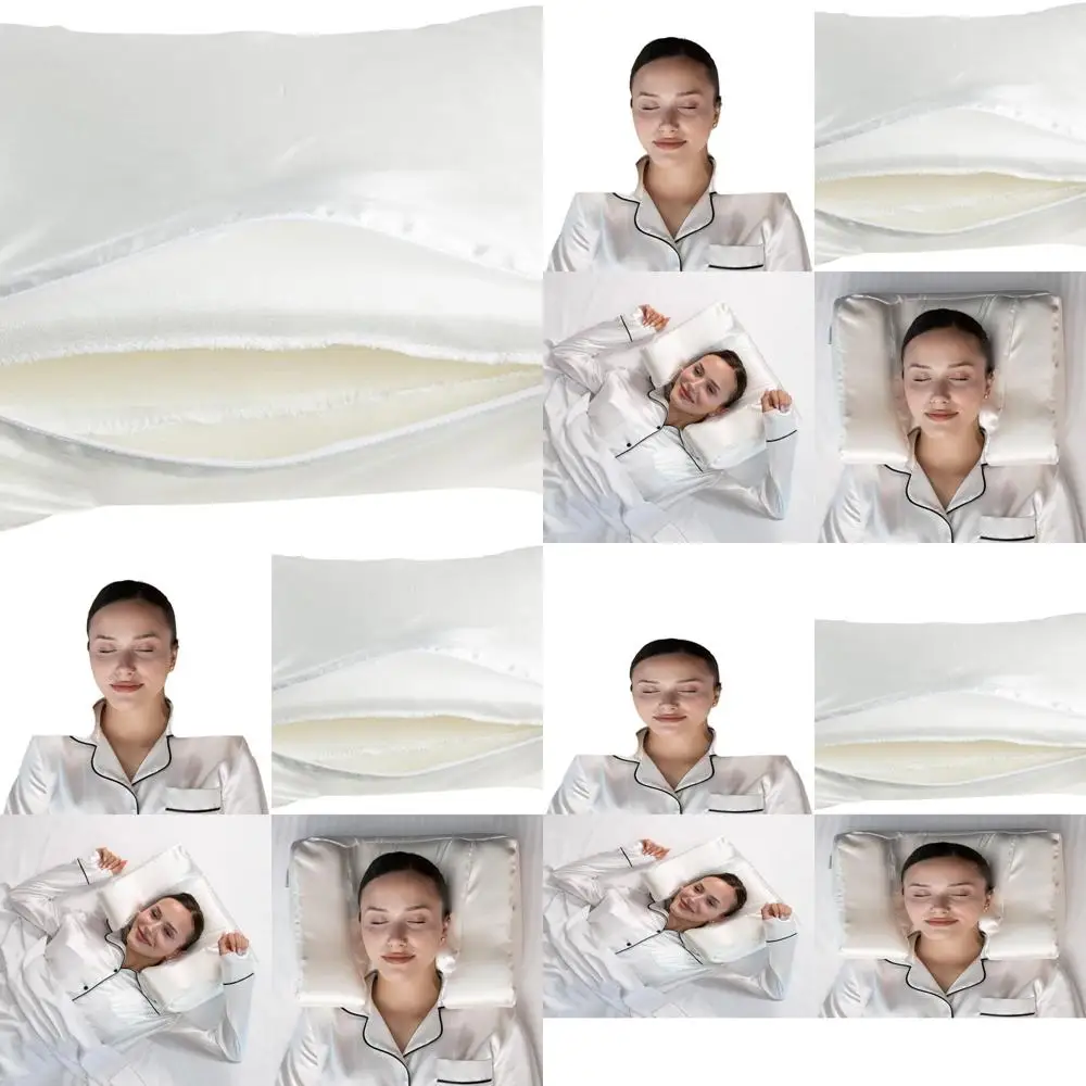 

Подушка для поддержки шеи из пены с эффектом памяти для комфортного сна, атласный белый цвет, без морщин