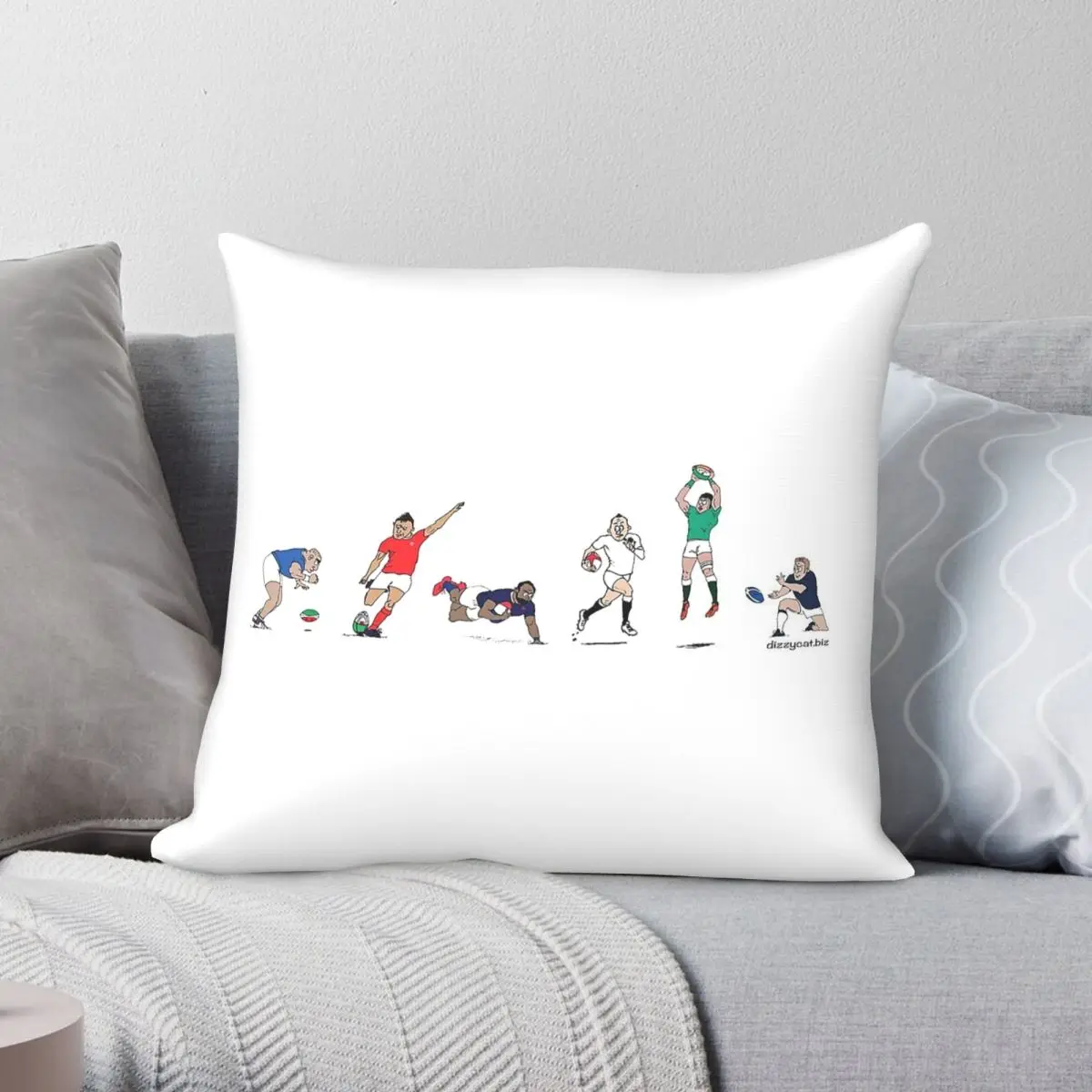 Six Nations Rugby Players Square Pillowcase Polyester Linen Velvet Pattern Decorative Pillow Case Room Cushion Cover Wholesale
