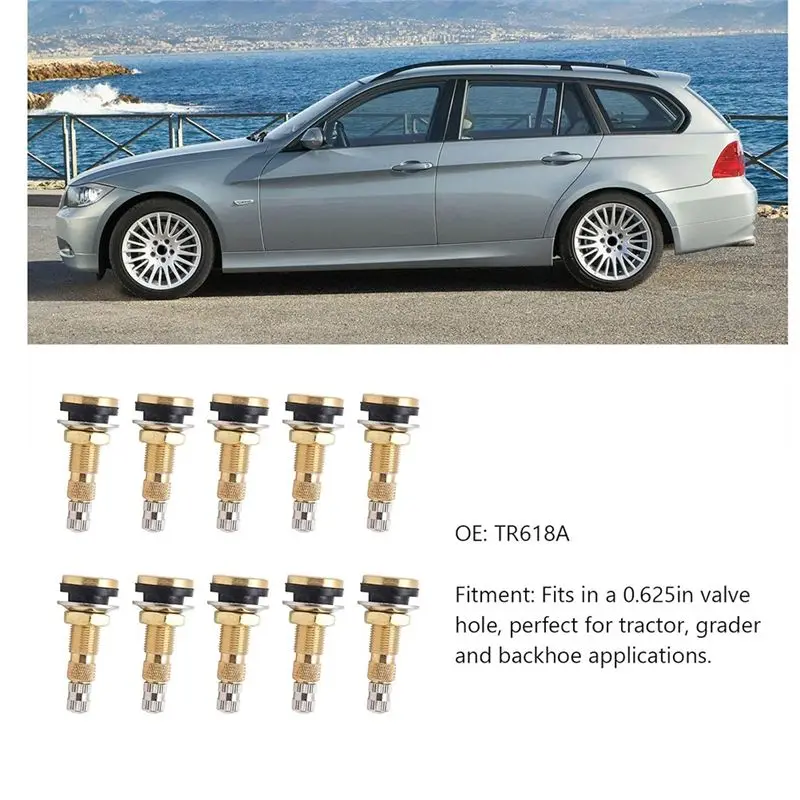Aug. 10Pcs TR618A Tractor Air Liquid Valve Stems,Tubeless Clamp In Tire Valve Stem For Industrial Agricultural Wheels,Tractor